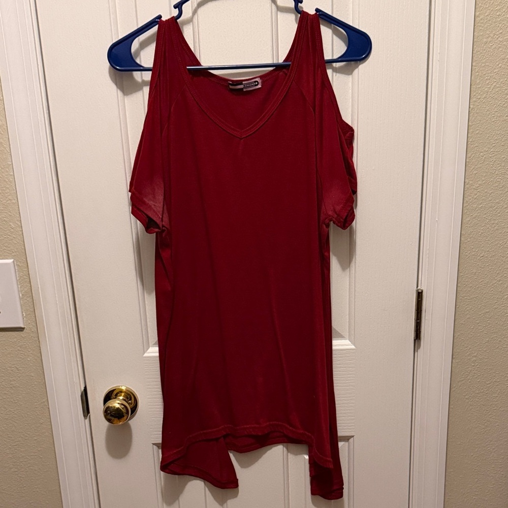 Women's Red Cold Shoulder Tank Top